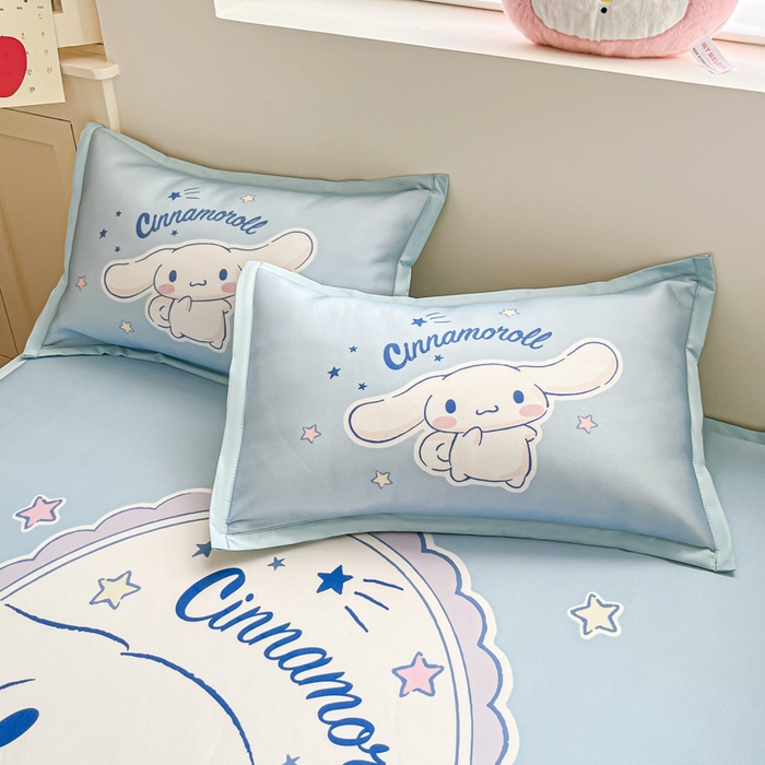 91家纺网 家纺一手货源 找家纺 金爱家 2025新款A类三丽鸥授权数码印花中分子1200D凉感冰丝宽边凉感软席 冰丝席-你好大耳狗