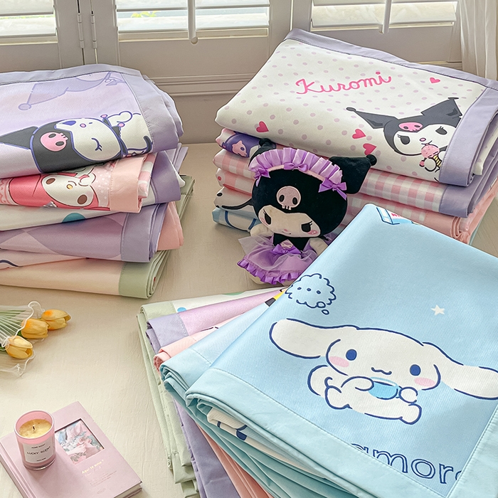 金爱家 2025新款A类三丽鸥授权数码印花中分子1200D凉感冰丝宽边凉感软席 组合图仅做展示