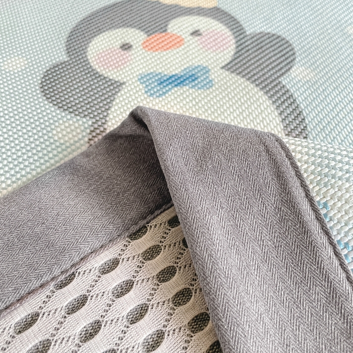 91家纺网 家纺一手货源 找家纺 柒月家居 2025新款小清新印花冰藤系列 呆萌企鹅