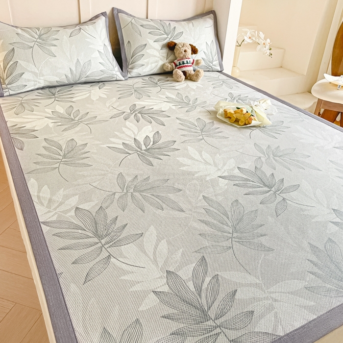 91家纺网 家纺一手货源 找家纺 柒月家居 2025新款小清新印花冰藤系列 风华-灰