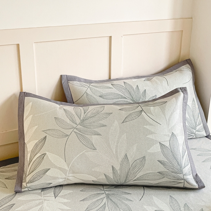 91家纺网 家纺一手货源 找家纺 柒月家居 2025新款小清新印花冰藤系列 风华-灰