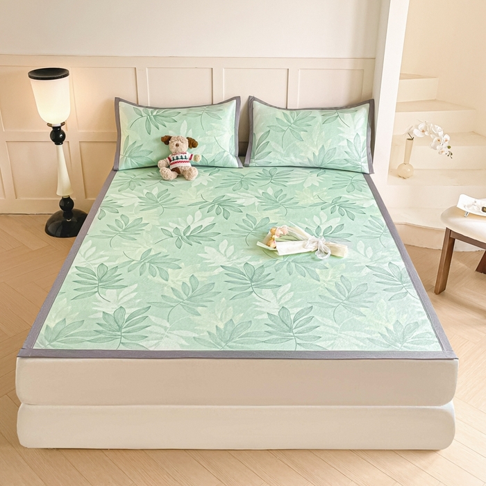 91家纺网 家纺一手货源 找家纺 柒月家居 2025新款小清新印花冰藤系列 风华-绿