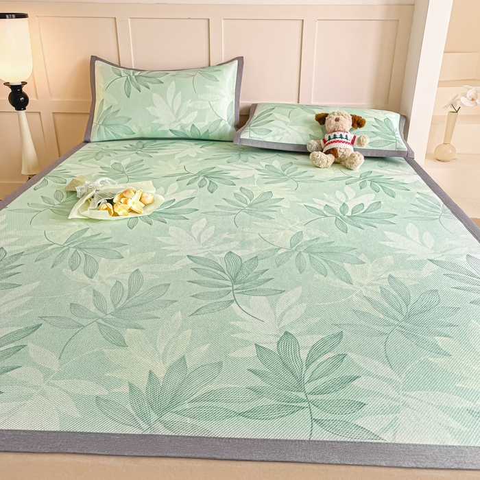 91家纺网 家纺一手货源 找家纺 柒月家居 2025新款小清新印花冰藤系列 风华-绿