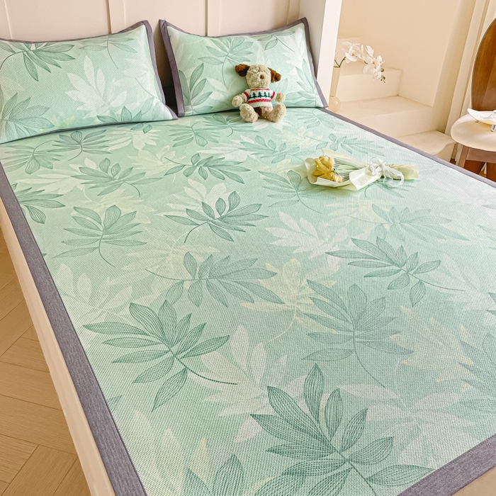 91家纺网 家纺一手货源 找家纺 柒月家居 2025新款小清新印花冰藤系列 风华-绿