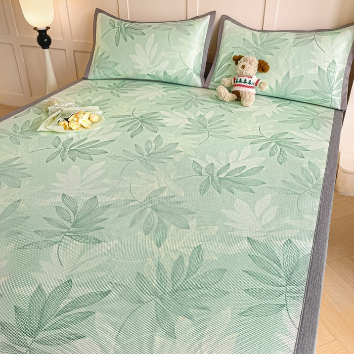 91家纺网 家纺一手货源 找家纺 柒月家居 2025新款小清新印花冰藤系列 风华-绿