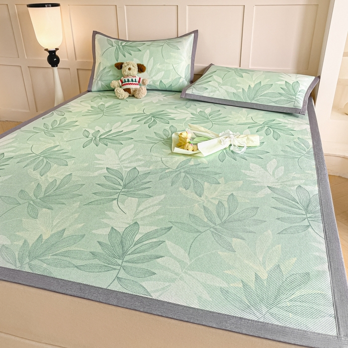 91家纺网 家纺一手货源 找家纺 柒月家居 2025新款小清新印花冰藤系列 风华-绿