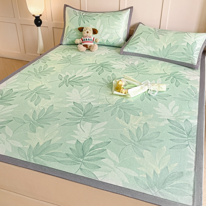 91家纺网 家纺一手货源 找家纺 柒月家居 2025新款小清新印花冰藤系列 风华-绿