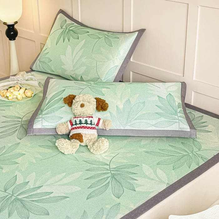 91家纺网 家纺一手货源 找家纺 柒月家居 2025新款小清新印花冰藤系列 风华-绿