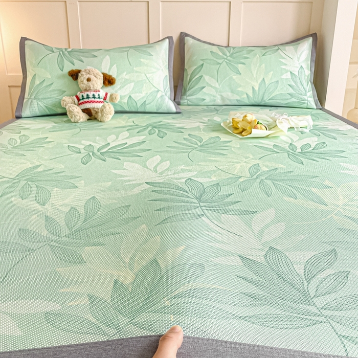 91家纺网 家纺一手货源 找家纺 柒月家居 2025新款小清新印花冰藤系列 风华-绿