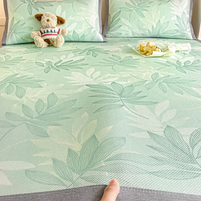 91家纺网 家纺一手货源 找家纺 柒月家居 2025新款小清新印花冰藤系列 风华-绿