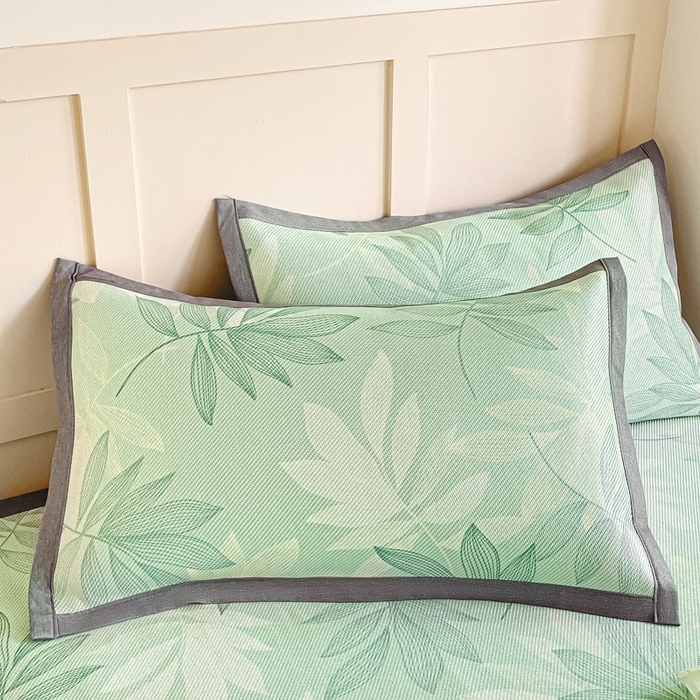 91家纺网 家纺一手货源 找家纺 柒月家居 2025新款小清新印花冰藤系列 风华-绿