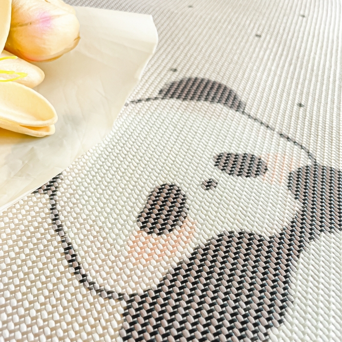 91家纺网 家纺一手货源 找家纺 柒月家居 2025新款小清新印花冰藤系列 熊猫团子