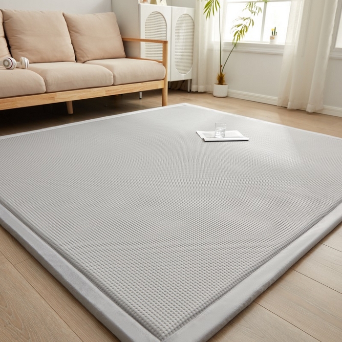 91家纺网 家纺一手货源 找家纺 锦丝钰床垫 2025新款华夫格冰豆豆多功能地铺床垫床边垫 华芙格-灰