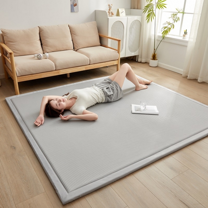 91家纺网 家纺一手货源 找家纺 锦丝钰床垫 2025新款华夫格冰豆豆多功能地铺床垫床边垫 华芙格-灰