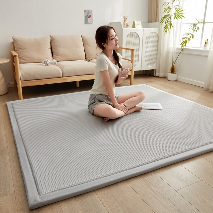 91家纺网 家纺一手货源 找家纺 锦丝钰床垫 2025新款华夫格冰豆豆多功能地铺床垫床边垫 华芙格-灰