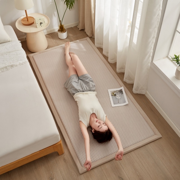 91家纺网 家纺一手货源 找家纺 锦丝钰床垫 2025新款华夫格冰豆豆多功能地铺床垫床边垫 冰豆豆-咖