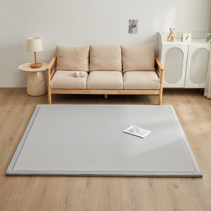 91家纺网 家纺一手货源 找家纺 锦丝钰床垫 2025新款华夫格冰豆豆多功能地铺床垫床边垫 华芙格-灰