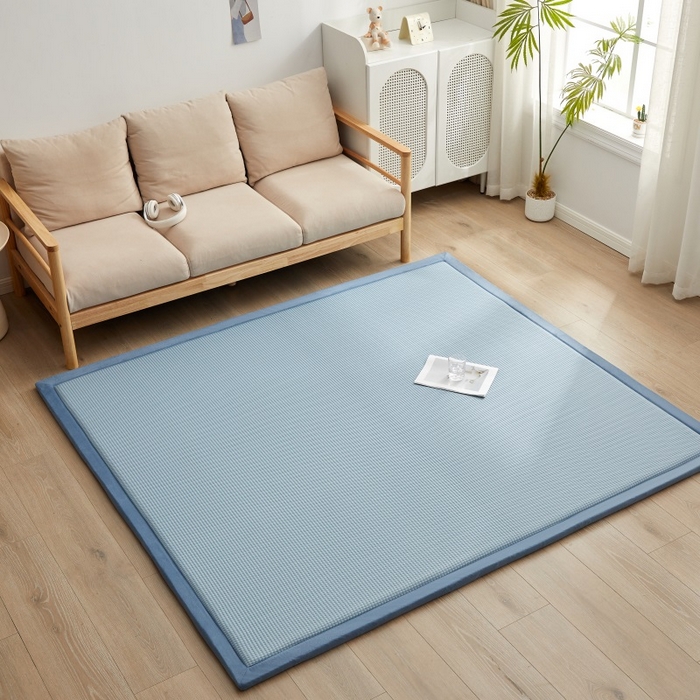 91家纺网 家纺一手货源 找家纺 锦丝钰床垫 2025新款华夫格冰豆豆多功能地铺床垫床边垫 华芙格-蓝