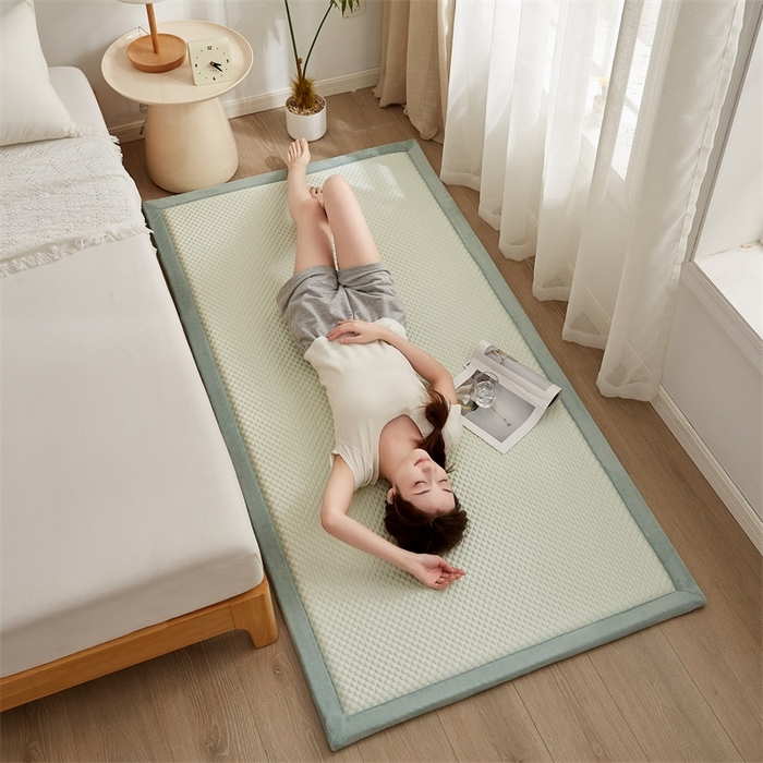 91家纺网 家纺一手货源 找家纺 锦丝钰床垫 2025新款华夫格冰豆豆多功能地铺床垫床边垫 冰豆豆-绿