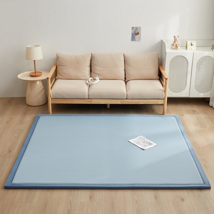 91家纺网 家纺一手货源 找家纺 锦丝钰床垫 2025新款华夫格冰豆豆多功能地铺床垫床边垫 华芙格-蓝