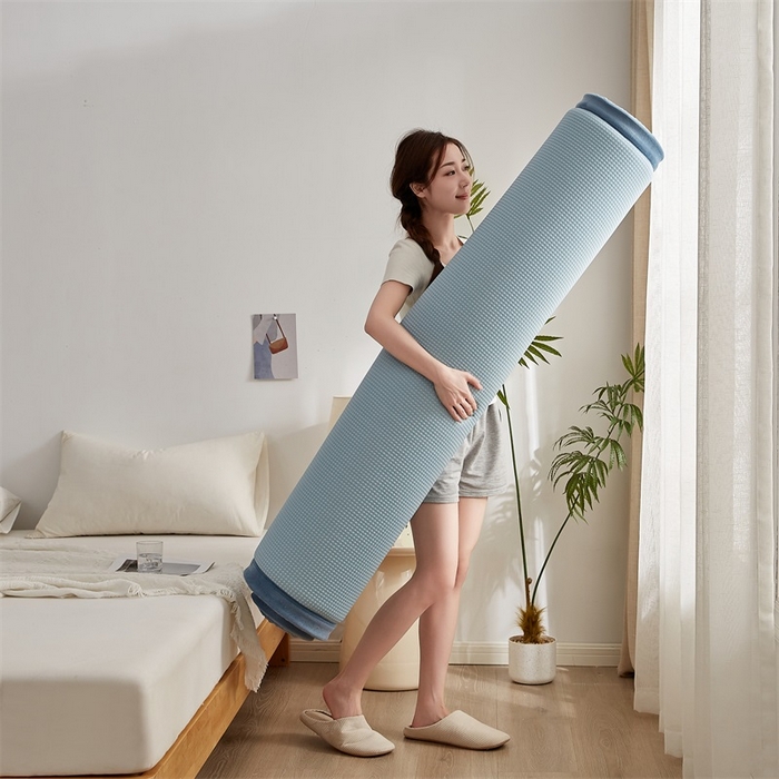 91家纺网 家纺一手货源 找家纺 锦丝钰床垫 2025新款华夫格冰豆豆多功能地铺床垫床边垫 华芙格-蓝