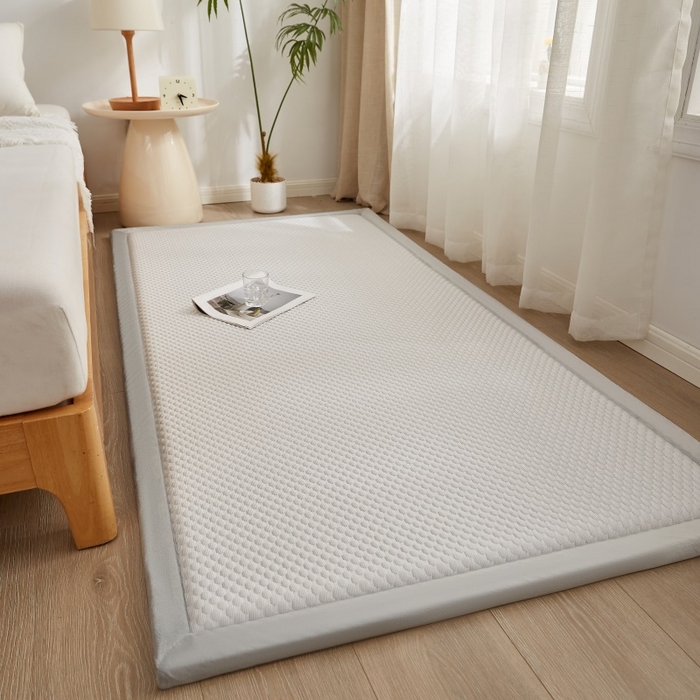 91家纺网 家纺一手货源 找家纺 锦丝钰床垫 2025新款华夫格冰豆豆多功能地铺床垫床边垫 冰豆豆-灰