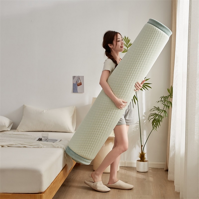 91家纺网 家纺一手货源 找家纺 锦丝钰床垫 2025新款华夫格冰豆豆多功能地铺床垫床边垫 冰豆豆-绿