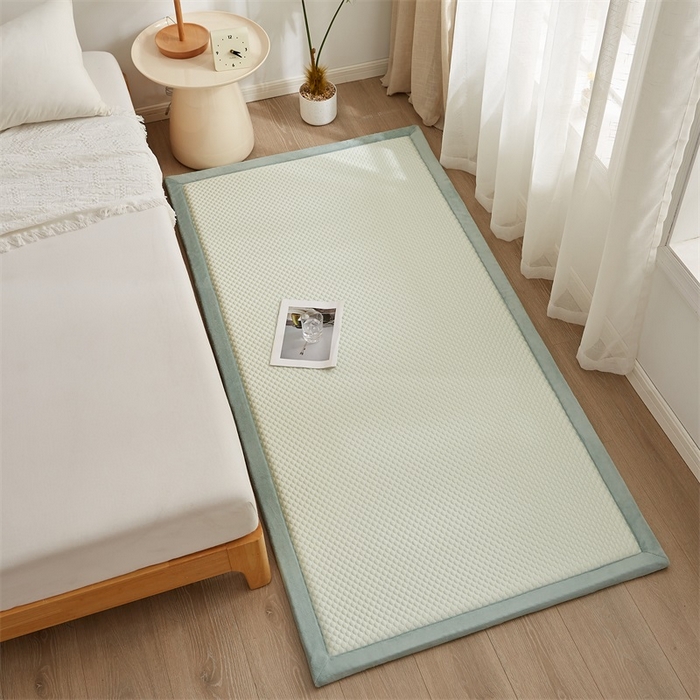 91家纺网 家纺一手货源 找家纺 锦丝钰床垫 2025新款华夫格冰豆豆多功能地铺床垫床边垫 冰豆豆-绿