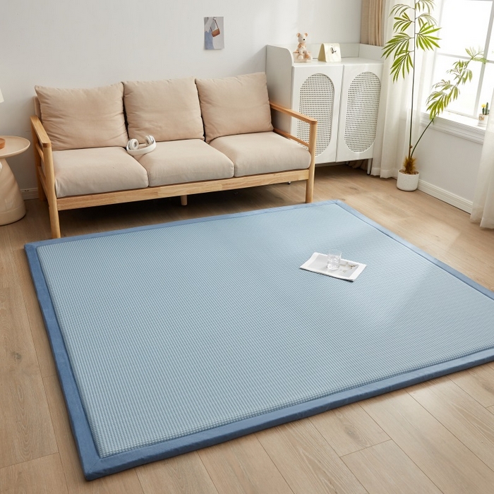 91家纺网 家纺一手货源 找家纺 锦丝钰床垫 2025新款华夫格冰豆豆多功能地铺床垫床边垫 华芙格-蓝