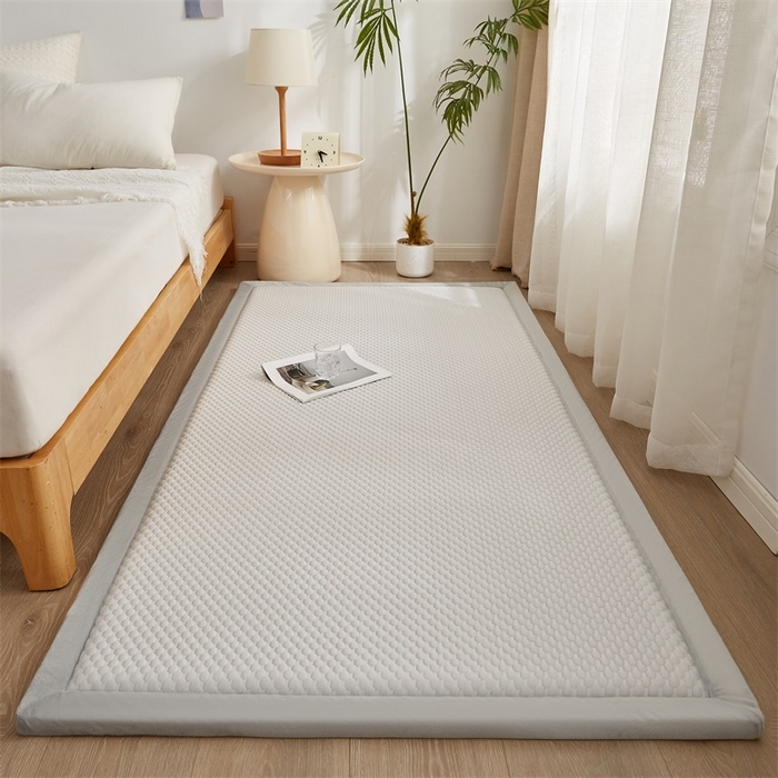 91家纺网 家纺一手货源 找家纺 锦丝钰床垫 2025新款华夫格冰豆豆多功能地铺床垫床边垫 冰豆豆-灰