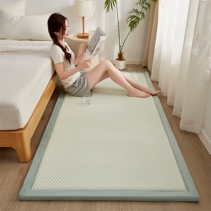 91家纺网 家纺一手货源 找家纺 锦丝钰床垫 2025新款华夫格冰豆豆多功能地铺床垫床边垫 冰豆豆-绿
