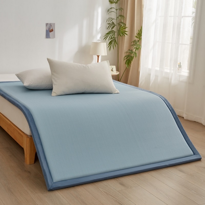 91家纺网 家纺一手货源 找家纺 锦丝钰床垫 2025新款华夫格冰豆豆多功能地铺床垫床边垫 华芙格-蓝