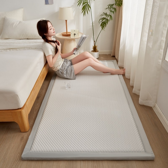 91家纺网 家纺一手货源 找家纺 锦丝钰床垫 2025新款华夫格冰豆豆多功能地铺床垫床边垫 冰豆豆-灰