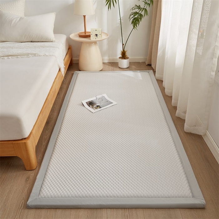 91家纺网 家纺一手货源 找家纺 锦丝钰床垫 2025新款华夫格冰豆豆多功能地铺床垫床边垫 冰豆豆-灰