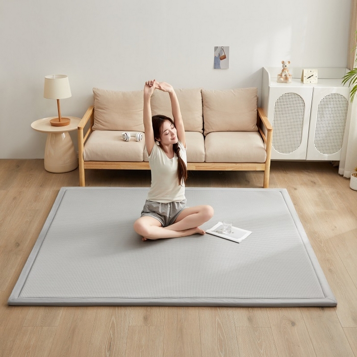 91家纺网 家纺一手货源 找家纺 锦丝钰床垫 2025新款华夫格冰豆豆多功能地铺床垫床边垫 华芙格-灰