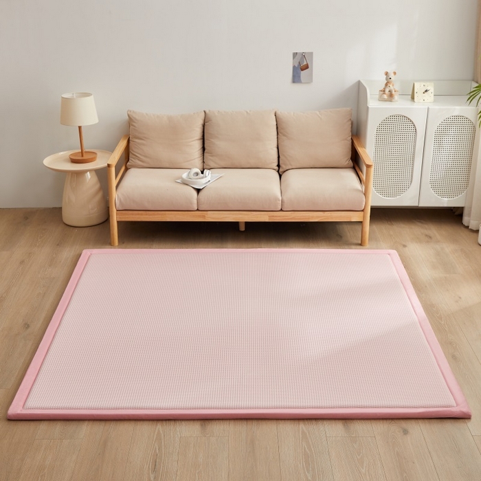 91家纺网 家纺一手货源 找家纺 锦丝钰床垫 2025新款华夫格冰豆豆多功能地铺床垫床边垫 华芙格-粉