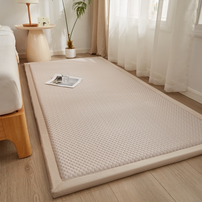 91家纺网 家纺一手货源 找家纺 锦丝钰床垫 2025新款华夫格冰豆豆多功能地铺床垫床边垫 冰豆豆-咖