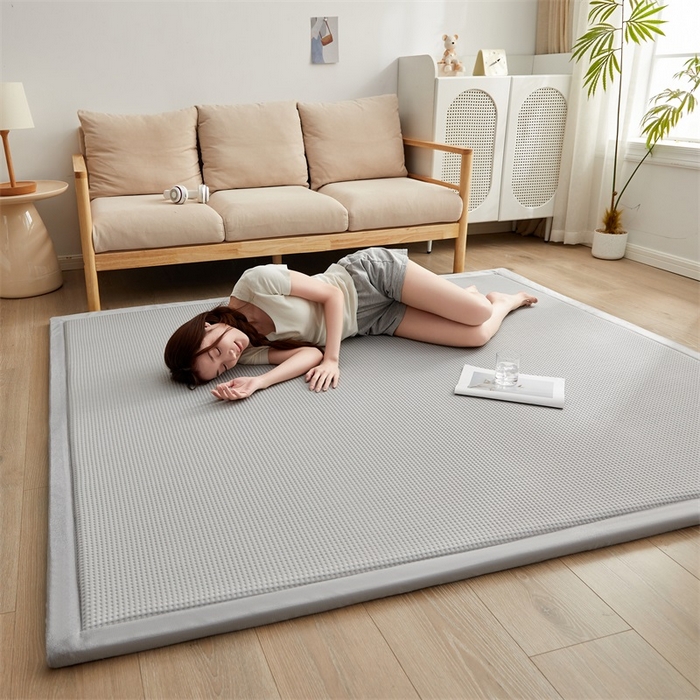 91家纺网 家纺一手货源 找家纺 锦丝钰床垫 2025新款华夫格冰豆豆多功能地铺床垫床边垫 华芙格-灰