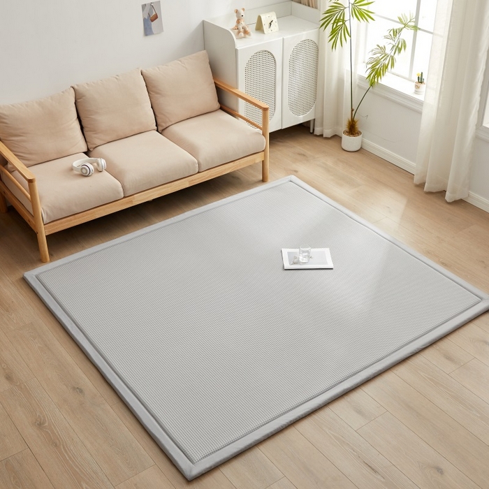 91家纺网 家纺一手货源 找家纺 锦丝钰床垫 2025新款华夫格冰豆豆多功能地铺床垫床边垫 华芙格-灰