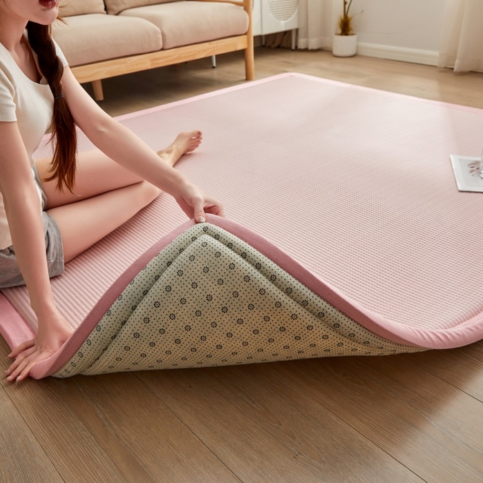 91家纺网 家纺一手货源 找家纺 锦丝钰床垫 2025新款华夫格冰豆豆多功能地铺床垫床边垫 华芙格-粉