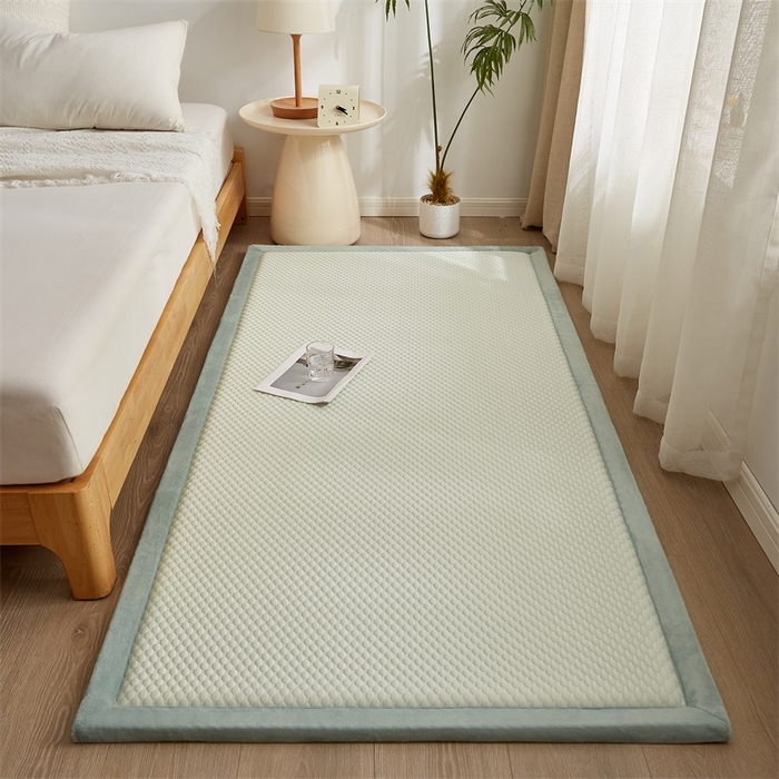91家纺网 家纺一手货源 找家纺 锦丝钰床垫 2025新款华夫格冰豆豆多功能地铺床垫床边垫 冰豆豆-绿