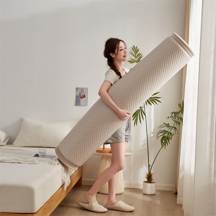 91家纺网 家纺一手货源 找家纺 锦丝钰床垫 2025新款华夫格冰豆豆多功能地铺床垫床边垫 冰豆豆-咖