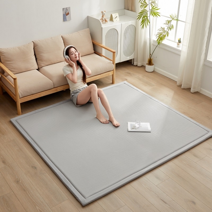 91家纺网 家纺一手货源 找家纺 锦丝钰床垫 2025新款华夫格冰豆豆多功能地铺床垫床边垫 华芙格-灰