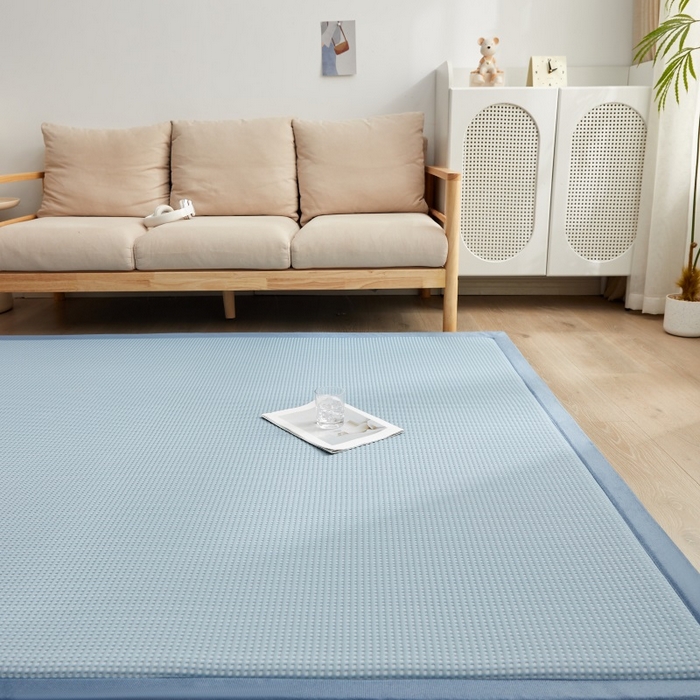 91家纺网 家纺一手货源 找家纺 锦丝钰床垫 2025新款华夫格冰豆豆多功能地铺床垫床边垫 华芙格-蓝