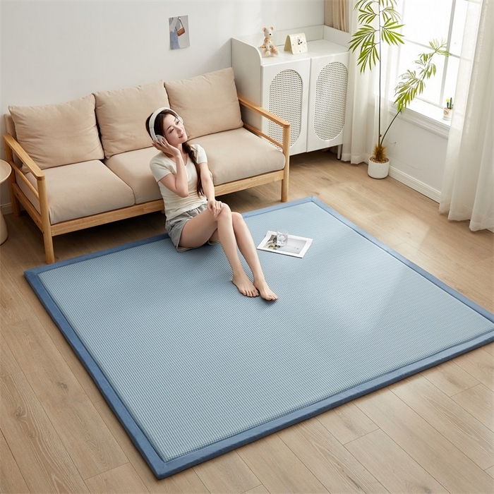 91家纺网 家纺一手货源 找家纺 锦丝钰床垫 2025新款华夫格冰豆豆多功能地铺床垫床边垫 华芙格-蓝