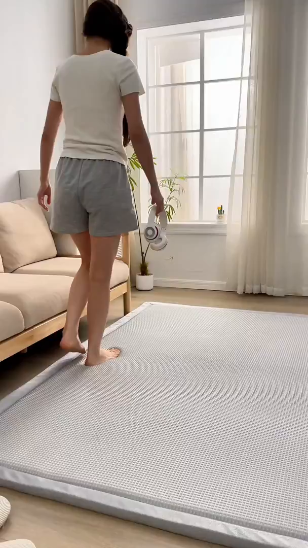 91家纺网 家纺一手货源 找家纺 锦丝钰床垫 2025新款华夫格冰豆豆多功能地铺床垫床边垫 华芙格-灰