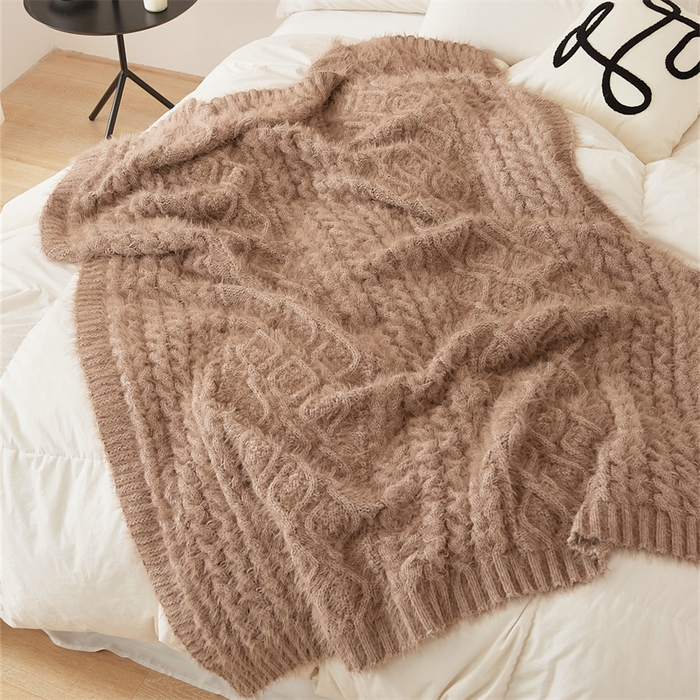 91家纺网 家纺一手货源 找家纺 暖绵绵家纺 2025新款针织盖毯--弗罗瑟 弗罗瑟-驼色