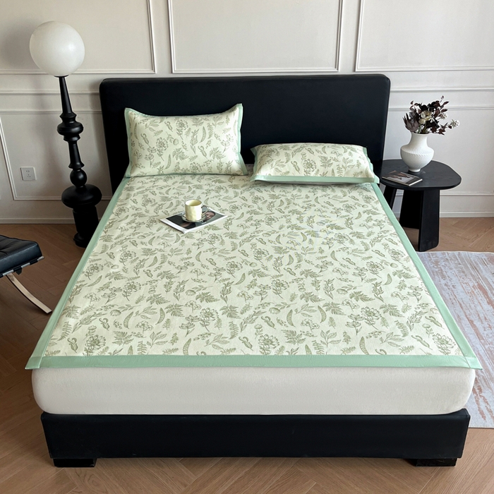 91家纺网 家纺一手货源 找家纺 久云居 2025新款凉感冰藤凉席三件套凉席席子 绿野仙踪