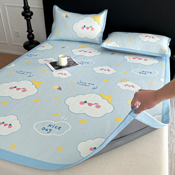 91家纺网 家纺一手货源 找家纺 久云居 2025新款凉感冰藤凉席三件套凉席席子 萌朵