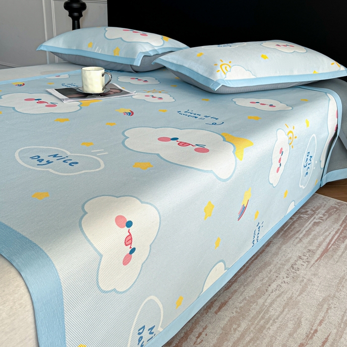 91家纺网 家纺一手货源 找家纺 久云居 2025新款凉感冰藤凉席三件套凉席席子 萌朵